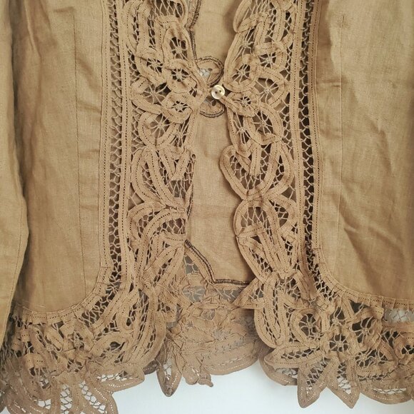 TAIFUN COLLECTION Linen Lace Cardi Long Bolero Draped Cardigan LIKE NEW - Picture 2 of 8